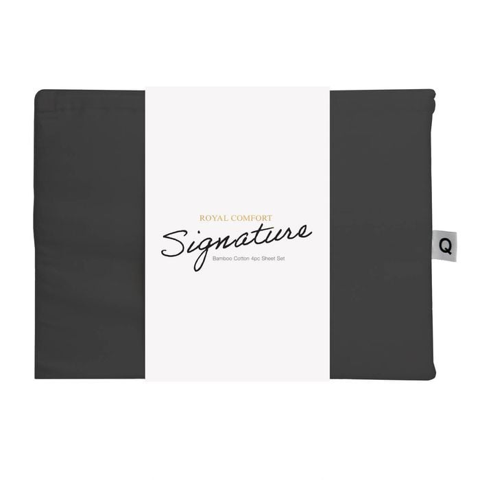 Royal Comfort Signature Bamboo Cotton Sheet Set Premium Bedding Charcoal Single