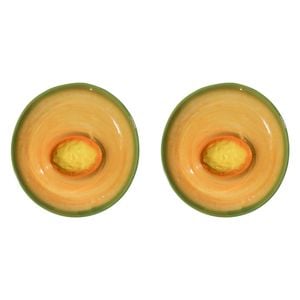 2PK LVD Rockmelon Ceramic 24cm Dip Plate Snack Serving Dish