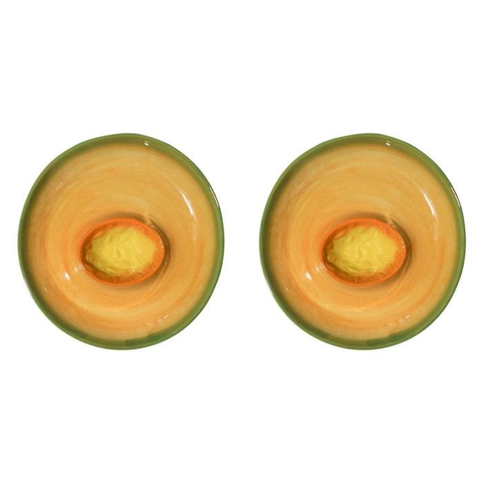 2PK LVD Rockmelon Ceramic 24cm Dip Plate Snack Serving Dish
