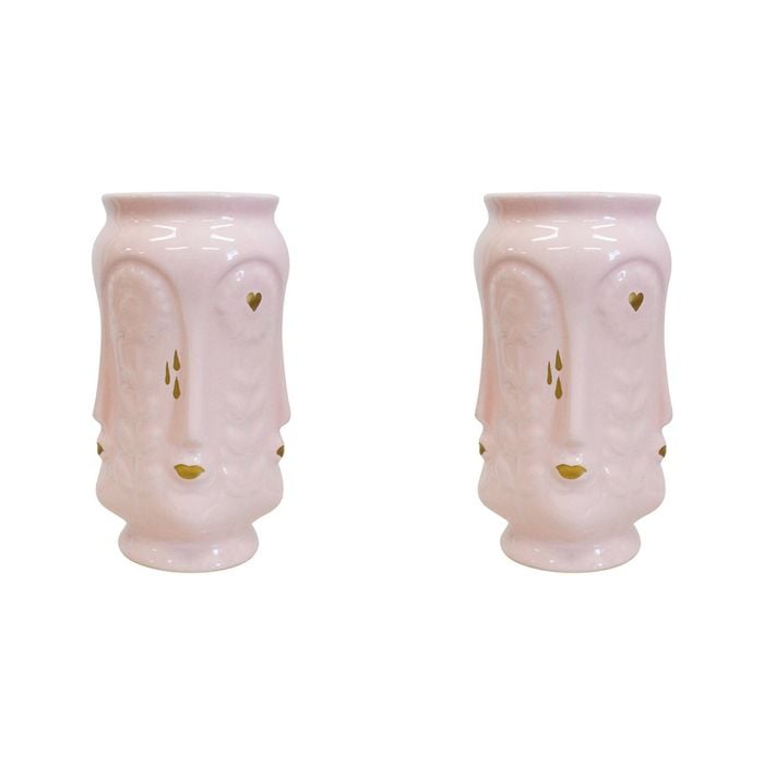 2PK LVD Ceramic Flower Vase Sunflower Kiss Crepe Decorative Home Decor