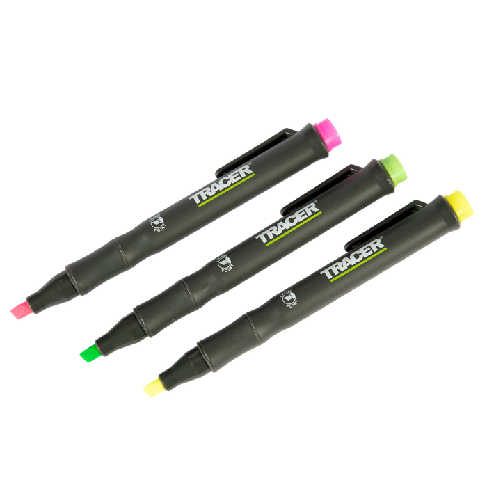Tracer Construction Highlighters - 3pk Highlighters - Yellow, Green, Pink