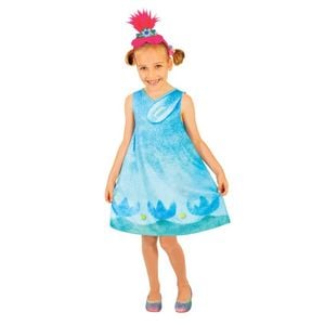 Trolls Queen Poppy Kids Halloween Costume With Dress and Plush Hair Headband, 4-6-YRS