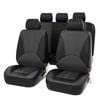 Catzon Car Seat Cover Full Set Anti-slip Breathable Leather-black Grey