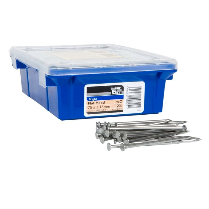 NZ Nails Flat Head  75 x 3.15mm  2kg Bright Steel Nail