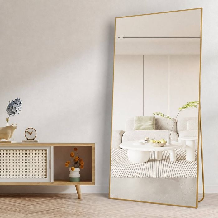 OAKORY 180x80cm Rectangular Full Length Mirror, Floor Mirror with Aluminium Alloy Frame Gold