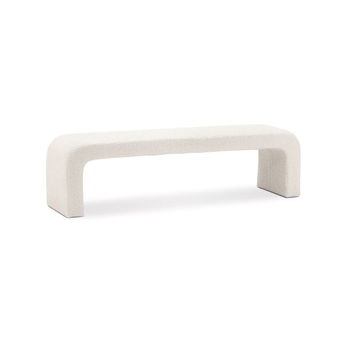 Harper 160cm Boucle Cream Designer Arch Curved Bench Seat