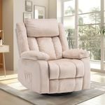 Advwin Recliner Electric Massage Chair Rotatable Lounge Heat Sofa Armchair Flannel Beige