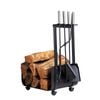 Glow 36 x 65cm Haven Black Steel 4 Piece Fire Tool Set With Wood Storage