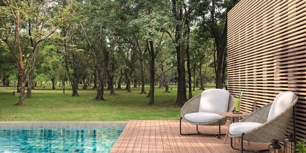in situ style image with chairs on the decking 