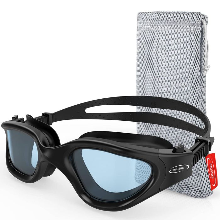 Emsina Swim Goggles, Polarized Swimming Goggles Anti-Fog for Adult Men Women(BlackSmokeLens)
