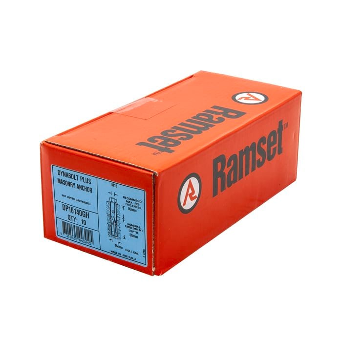 Ramset 16 x 140mm Galvanised DynaBolt Plus Hex Nut Masonry Anchor - 10 Pack