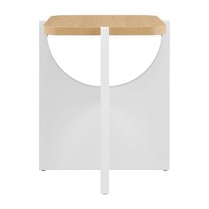 Design Square Aisling Wooden Round Side End Lamp Table White/Oak