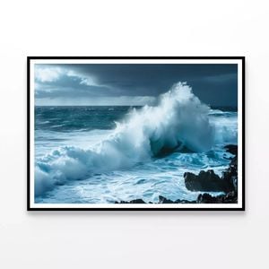 Large Wave Crashing Into Rocks  Print 100% Australian Made 90x60cm  (Poster)