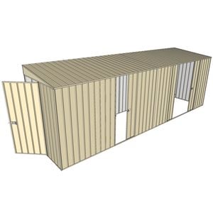Build-a-Shed 1.5 x 6 x 2m Sliding Door Tunnel Shed with 3 Sliding Side Doors - Cream
