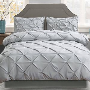 Giselle Quilt Cover Diamond Pinch Pleat - Queen Grey