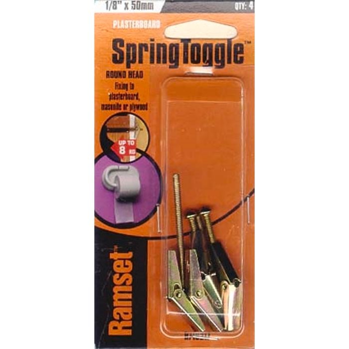 Ramset Spring Toggle Round 1/8" x 50mm 4pk