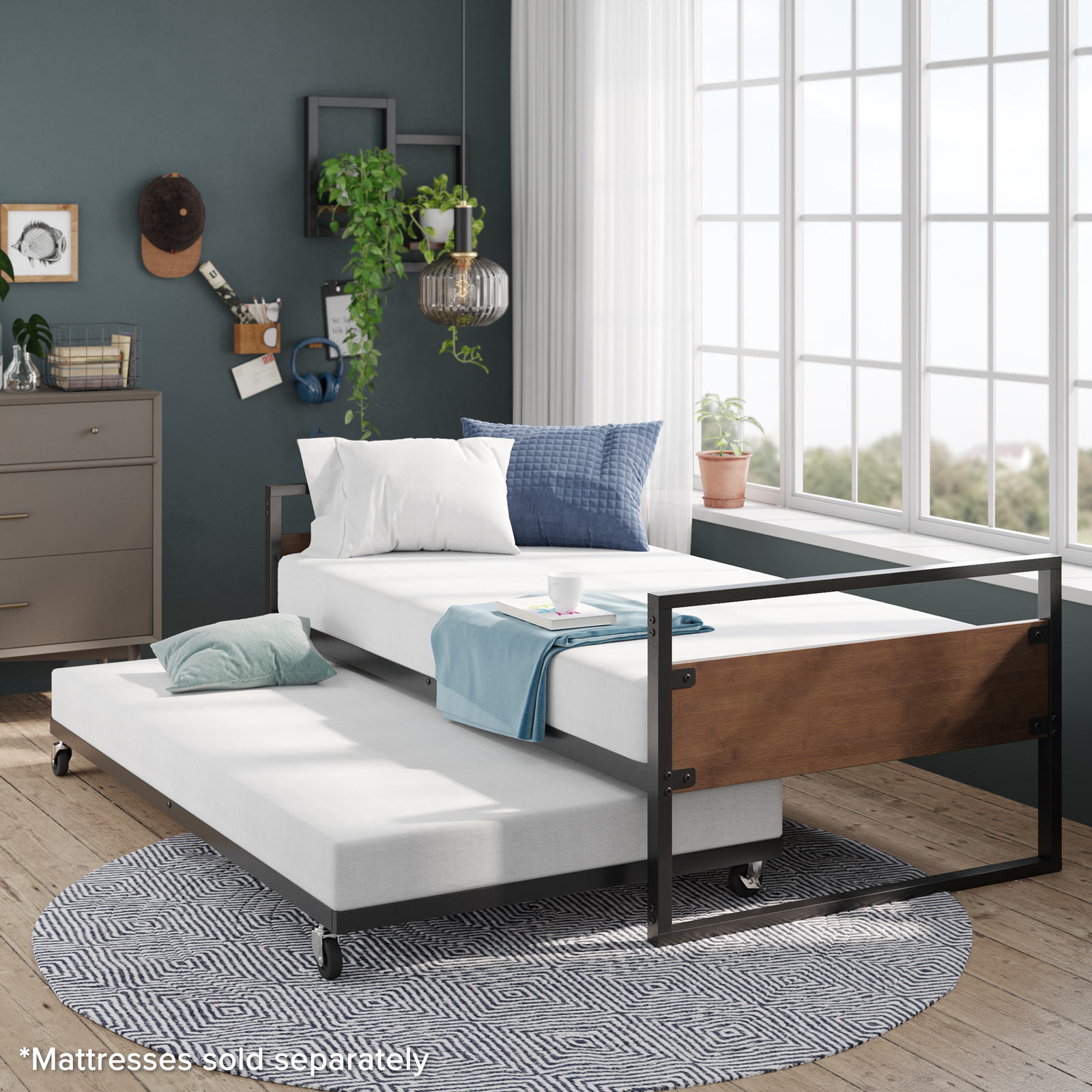 Zinus Ironline Premium Daybed and Trundle Bed Frame Set Bunnings Australia