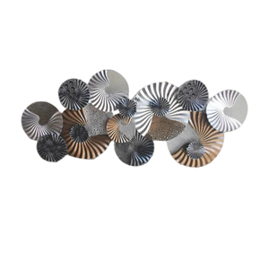 P&P Black, White and Gold Spiral Textured Circular Metal Wall Art Sculpture
