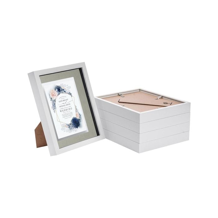 Nicola Spring 8" x 10" White 3D Box Photo Frames - 5" x 7" Mount - Pack of 5