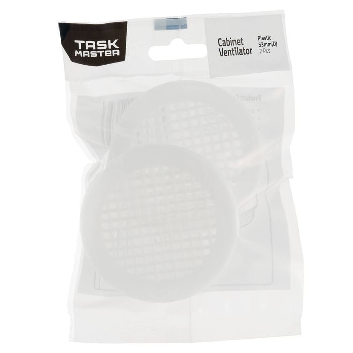 Taskmaster 53mm White Plastic Cabinet Ventilator- 2 Pack
