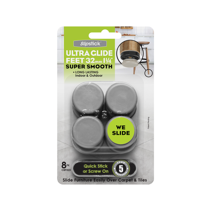 Slipstick 32mm Ultra Glide Super Smooth Feet - 8 Pack
