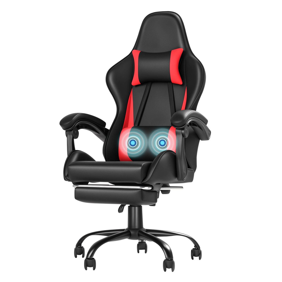 Advwin Gaming Chair Massage Lumbar Cushion Racing Style Footrest - Main Image