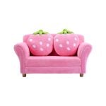 Costway Kids Double Sofa Chair w/Strawberry Pillow, Pink