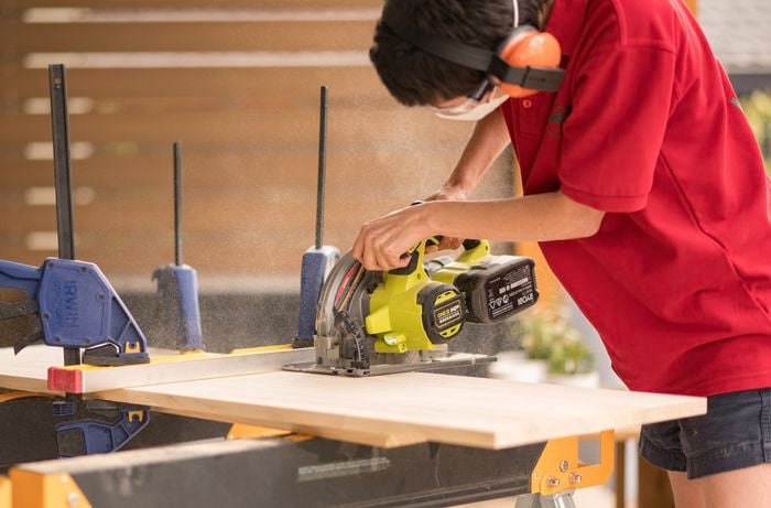 Using a Brushless Jigsaw to make cuts in timber using straight edge.