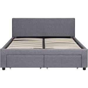 Nicola Double Bed Frame with Drawers - Light Grey
