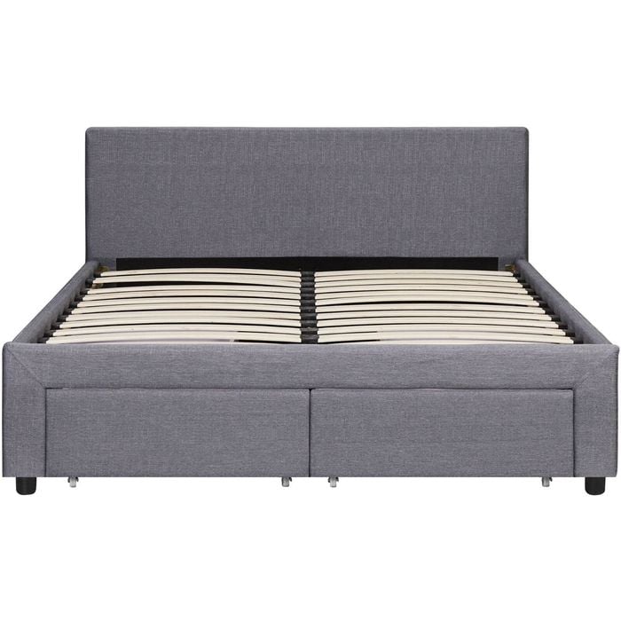 Nicola Double Bed Frame with Drawers - Light Grey