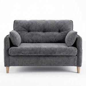 Ufurniture 127cm Cheniile 2 Seater Sofa W/ Tufted Backrest & 2 Cushions Loveseat Lounge Couch Grey