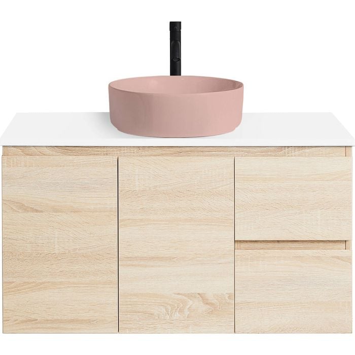 CIBO 900mm Coast Wall Nordic Hung Bathroom Vanity With Pale Pink Countertop Basin