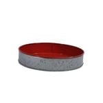 Chef Inox Coney Island Round Galvanised Metal Tray-Red