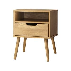 Oikiture Bedside Table Drawers Side Tables Natural