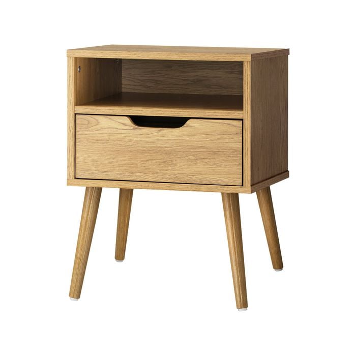 Oikiture Bedside Table Drawers Side Tables Natural