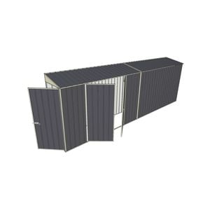 Build-a-Shed 0.8 x 6 x 2m Single Hinged Door Skillion Shed with Double Hinged Side Doors - Grey