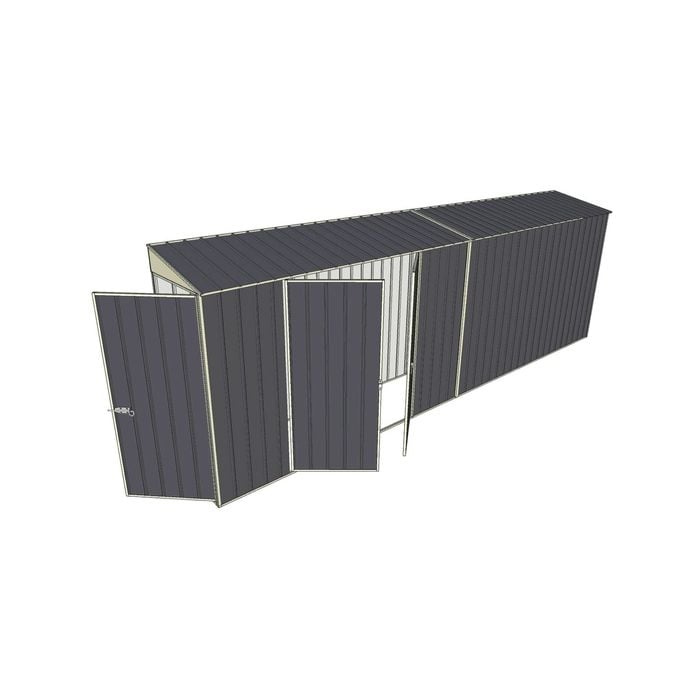 Build-a-Shed 0.8 x 6 x 2m Single Hinged Door Skillion Shed with Double Hinged Side Doors - Grey