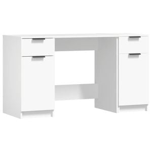 vidaXL Desk with Side Cabinet White Writing Computer Desk