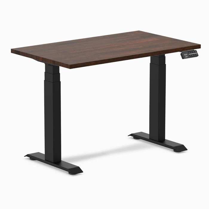 Desky Dual Mini Rubberwood Sit Stand Desk Matte Black Frame 100cm