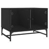 vidaXL Coffee Table with Glass Doors Side Sofa Table Living Room Office Black
