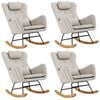 Oikiture 4x Rocking Chair Nursing Armchair Linen With 2 Pillow Beige