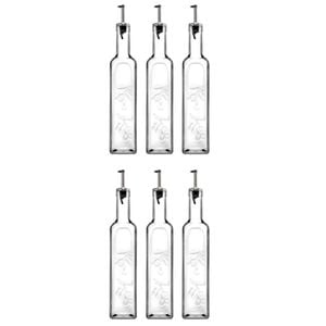 6x Pasabahce Homemade 500ml Oil/Vinegar Glass Liquid Bottle Pourer Storage Clear