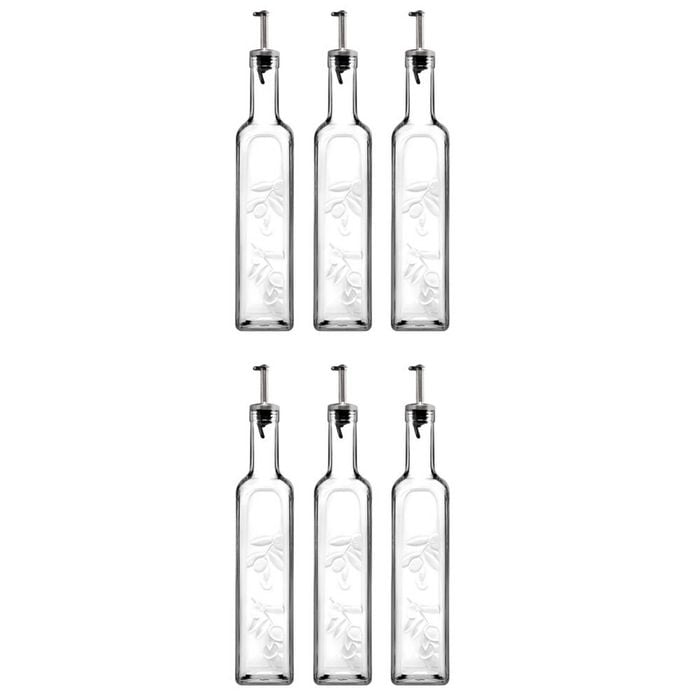 6x Pasabahce Homemade 500ml Oil/Vinegar Glass Liquid Bottle Pourer Storage Clear