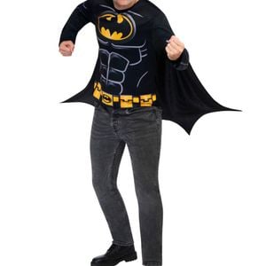 Dc Superhero Mens Batman Costume Shirt And Mask Set - M-l