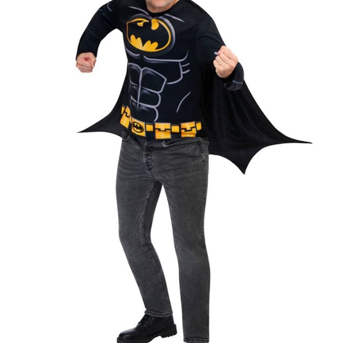 Dc Superhero Mens Batman Costume Shirt And Mask Set - M-l