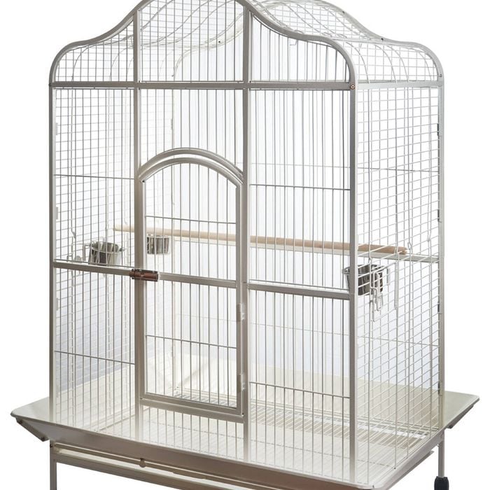 YES4PETS White XL Bird Cage Pet Parrot Aviary with Perch & Feeder