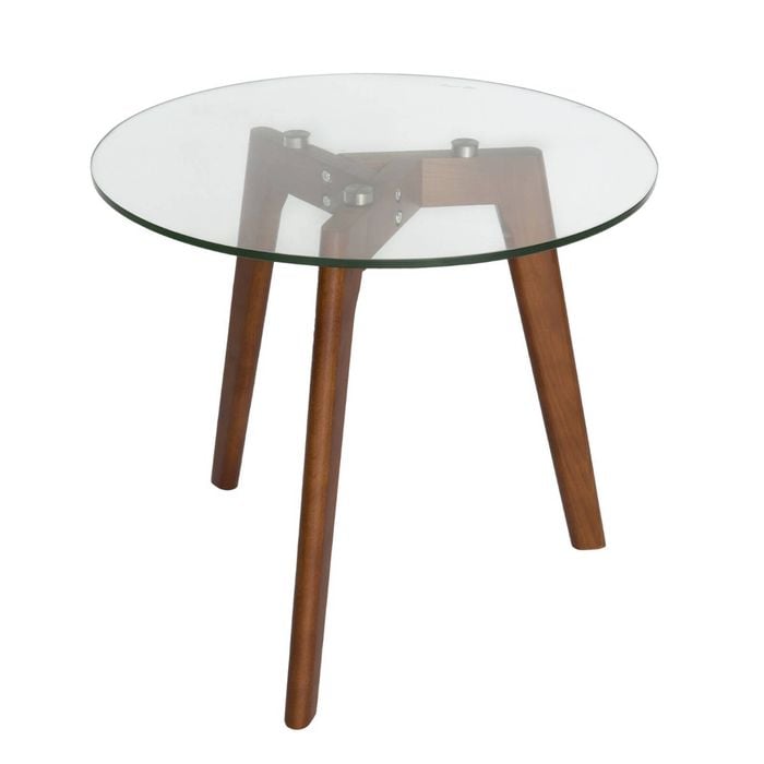 Sk Designer Living | Stad Round Glass Side Table - Walnut