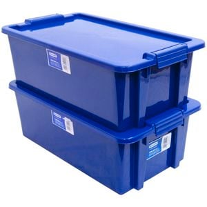 Malloy Storage Plastic Fish Bin With Lid 20L Green and Blue