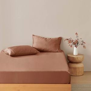Natural Home Bamboo Fitted Sheet Set Earth Single Bed