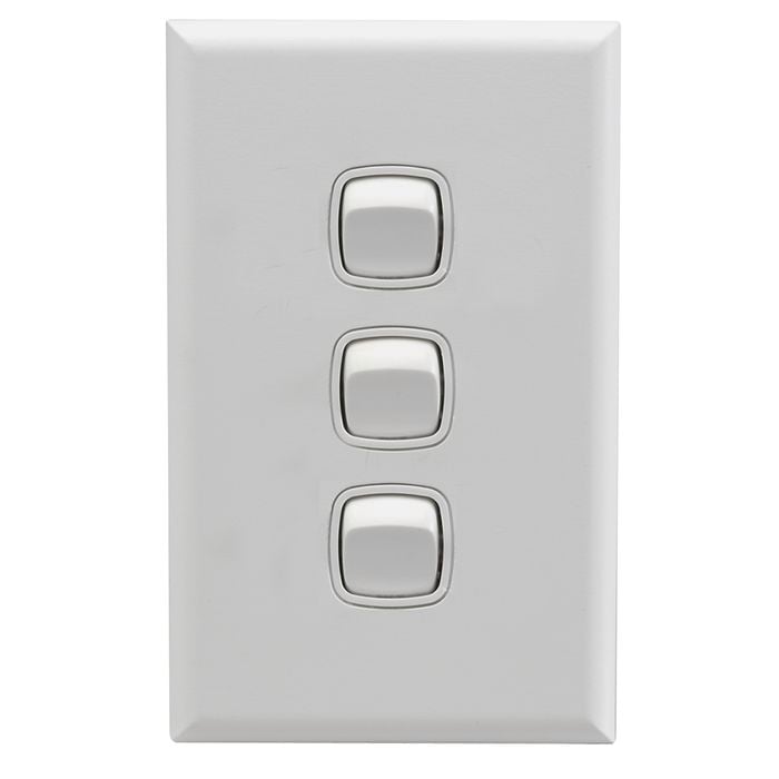 HPM Excel 3 Gang Light Switch White